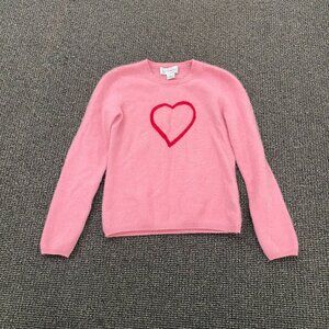 Previously Owned Pink Heart Cashmere Sweater / Bloomingdale's Kids Size M 15"